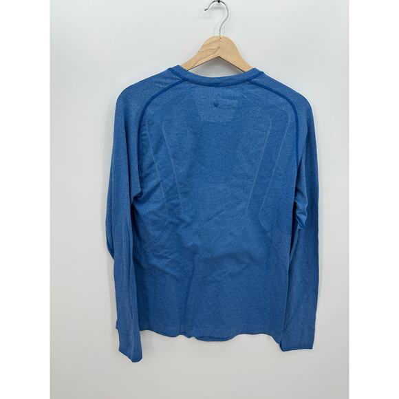Lululemon Mens Blue Vent Tech Long Sleeve Shirt Size M Workout Gym Training FLAW - Picture 2 of 9